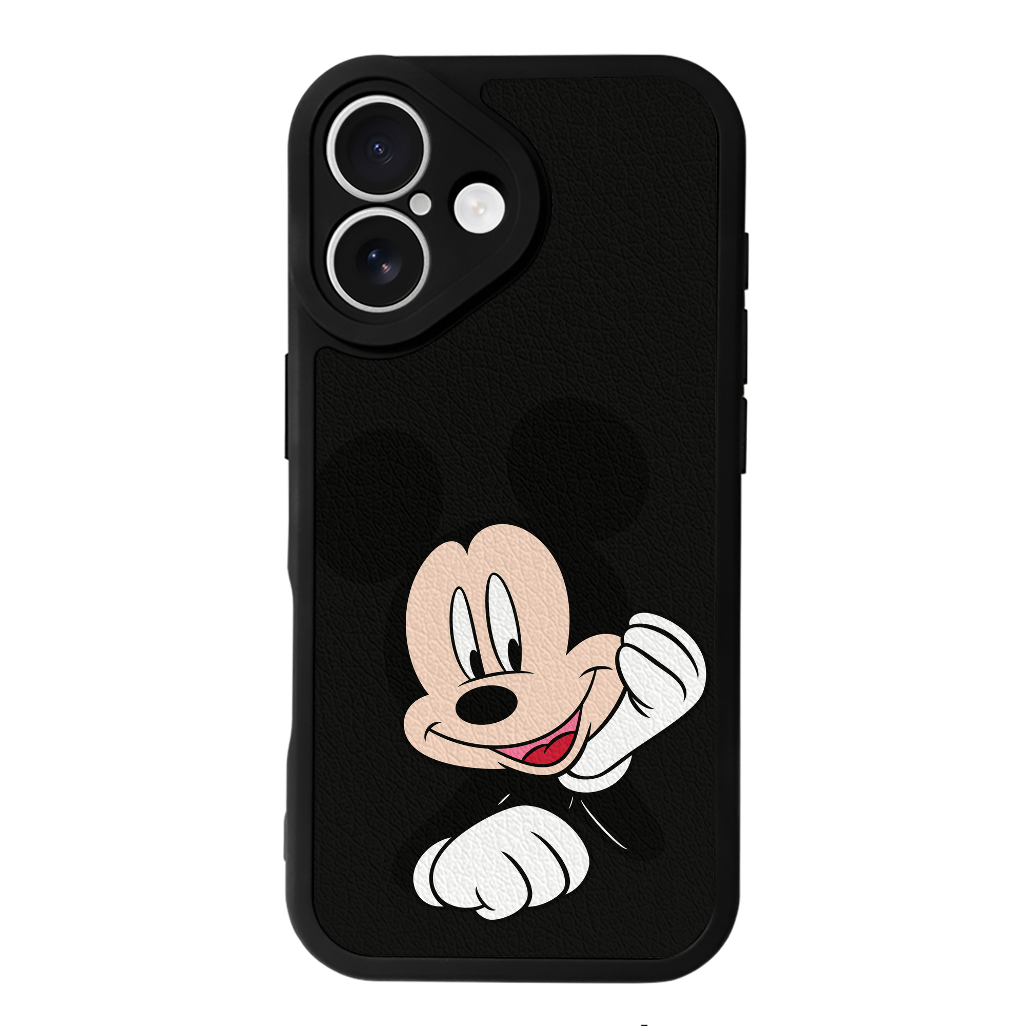 （画像用） ミッキーマウス Mickey Mouse 【iPhone 16シリーズ対応】シリコンスマホケース（レザー調） 材質：シリコン